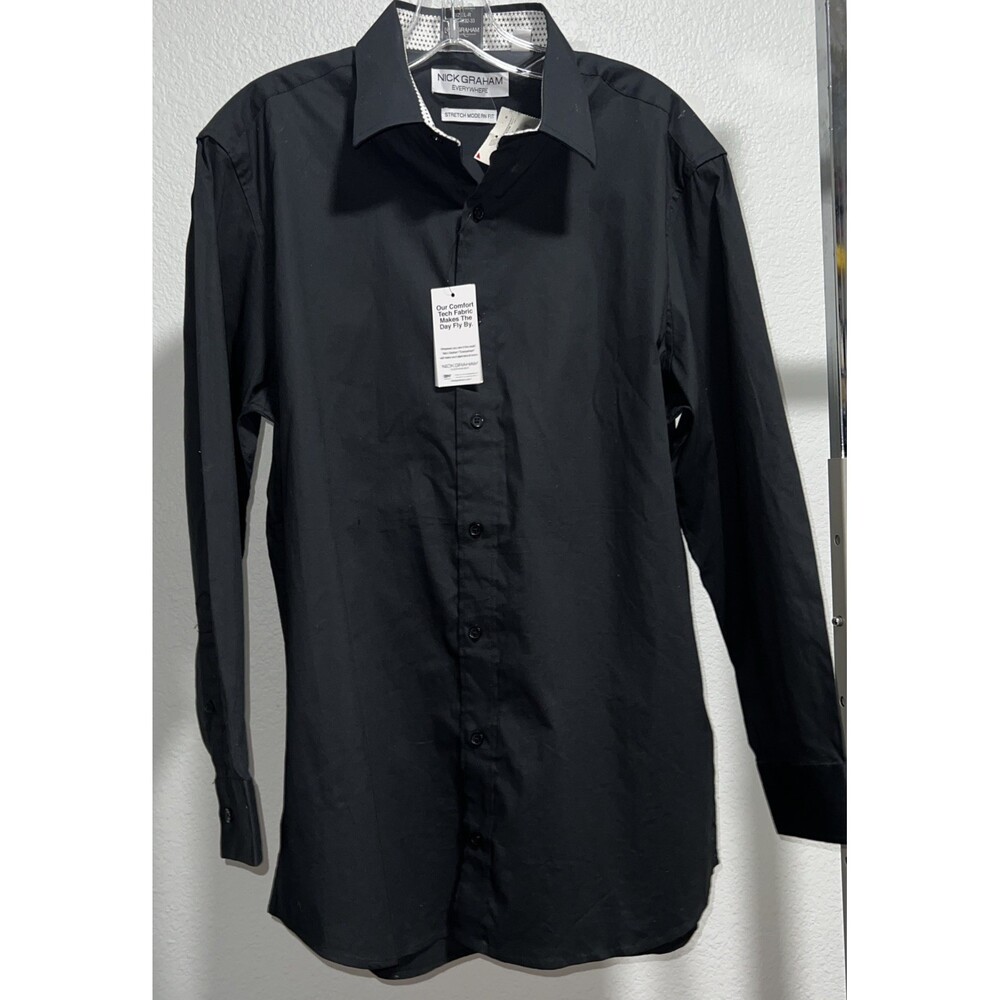 Nick Graham Button Up Stretch Modern Fit Dress Shirt Men Sz L NWT Original 69.50